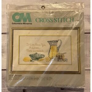 Columbia‎ Minerva Stamped Cross Stitch Kit Life's Dilemma Sampler Lemonade 1983